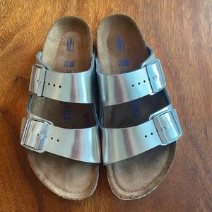 Silver Birkenstocks Arizona size 38 Softbed